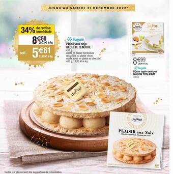 Cora x Carrefour Plaisir aux noix recette lenôtre, bûche sapin exotique maison prolainat offre