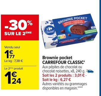 Carrefour Brownie Pocket Carrefour Classic offre