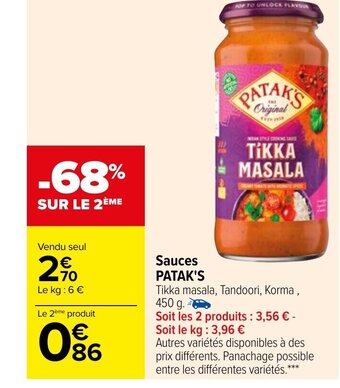 Carrefour Sauces Patak's offre