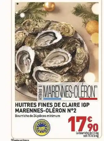 Grand Frais Huîtres fines de claire igp marennes-oléron n°2 offre