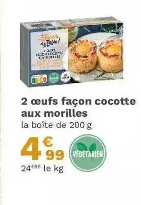 Picard 2 œufs façon cocotte aux morilles offre
