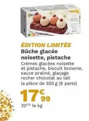 Picard Bûche glacée noisette, pistache offre