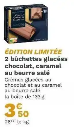 Picard 2 bûchettes glacées chocolat, caramel au beurre salé offre