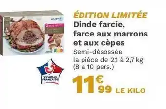 Dinde farcie, farce aux marrons et aux cèpes