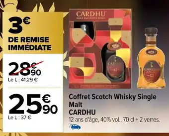 Carrefour Coffret Scotch Whisky Single Malt Cardhu offre