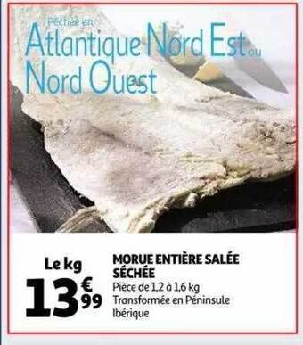 Auchan Morue entière salée séchée offre