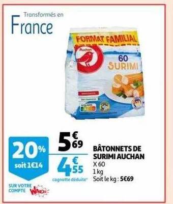 Auchan Bâtonnets de surimi auchan offre