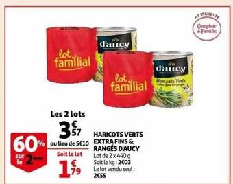 Auchan Haricots verts extra fins & rangés d'aucy offre