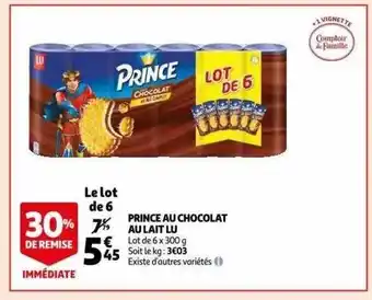 Auchan Prince au chocolat au lait lu offre