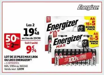 Lot de 15 piles max lr06 ou lr03 energizer