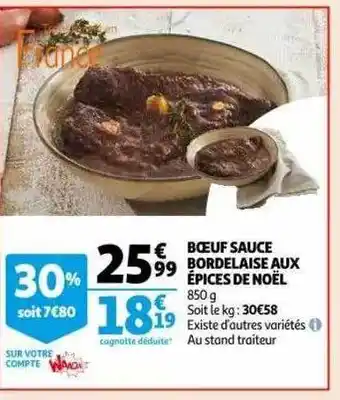 Auchan Bœuf sauce bordelaise aux épices de noël offre