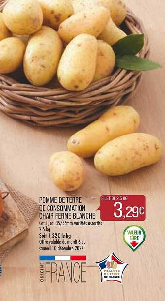 Match Pomme de terre de consommation chair ferme blanche offre