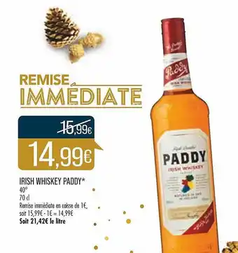 Match Irish whiskey paddy offre