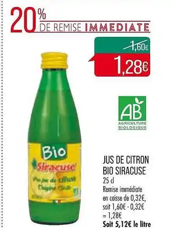 Match Jus de citron bio siracuse offre