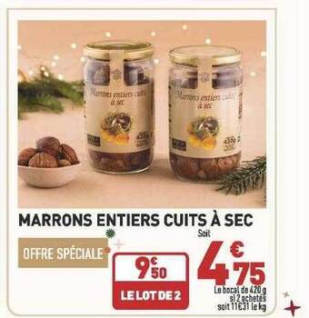 Marrons entiers cuits à sec