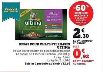 Hyper U Repas pour chats stérilisés ultima offre