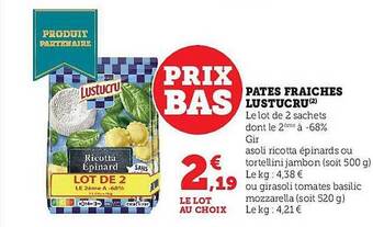 Hyper U Pâtes fraîches lustucru offre