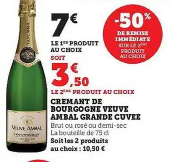 Hyper U Crémant de bourgogne veuve ambal grande cuvée offre