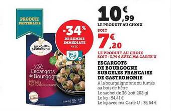 Hyper U Escargots de bourgogne surgelés française de gastronomie offre