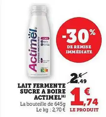 Hyper U Lait fermenté sucré à boire actimel offre