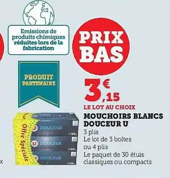 Hyper U Mouchoirs blanc s douceur u offre