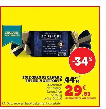 Hyper U Foie gras de canard entier montfort offre