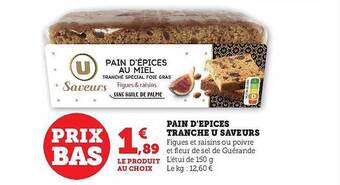 Hyper U Pain d'épices tranche u saveurs offre