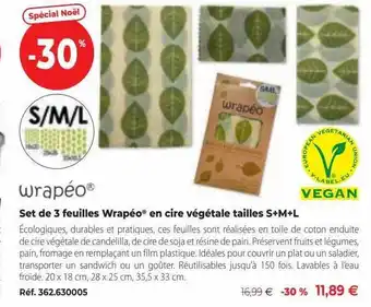 Set de 3 feuilles wrapéo en cire végétale tailles s+m+l