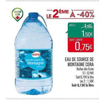 Match Eau de source de montagne cora offre