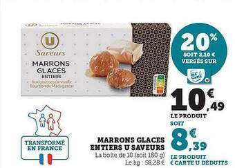 Hyper U Marrons glacés entiers u saveurs offre
