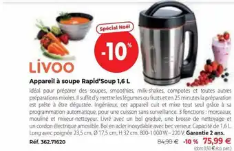 Mathon Appareil à soupe rapid'soup 1,6l livoo offre