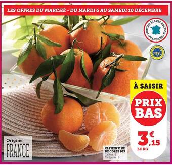 Hyper U Clémentine de corse igp offre