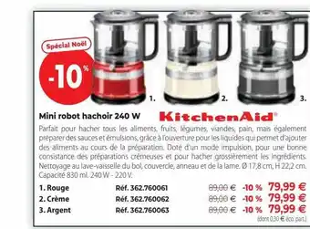 Mathon Mini robot hachoir 240 w kitchenaid offre