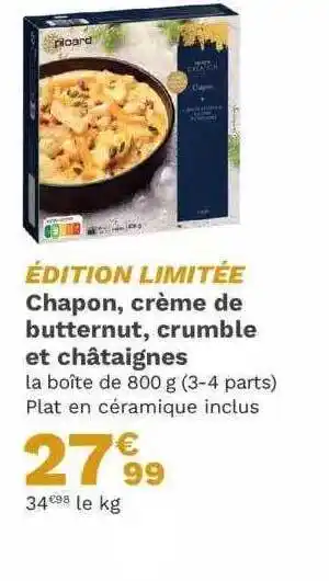 Picard Champon, crème de butternut, crumble et châtaignes offre