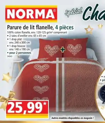 Norma Parure De Lit Flanelle, 4 Pieces offre