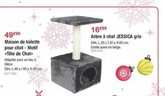 Maison de toilette pour chat - motif «tête de chat», arbre à chat jessica gris