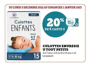 Super U Culottes énuresie u tout petits offre