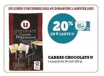Super U Carrés chocolats u offre