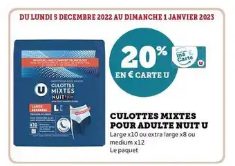 Super U Culottes mixtes pour adulte nuit u offre