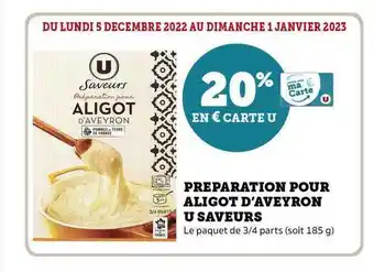Super U Préparation pour aligot d'aveyron u saveurs offre