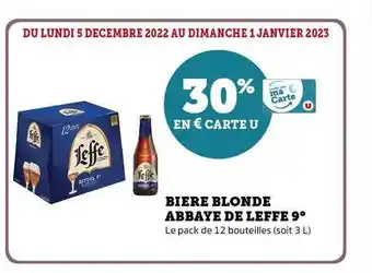 Super U Bière blonde abbaye de leffe 9° offre