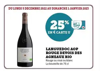 Super U Languedoc aop rouge devois des agneaux bio offre