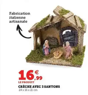 Crèche avec 3 santons