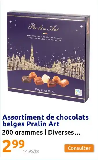 Action Assortiment de chocolats belges pralin art offre