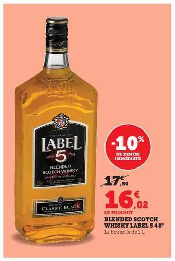 U Express Blended scotch whisky label 5 40° offre