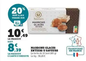 U Express Marrons glacés entiers u saveurs offre