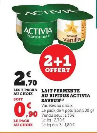 U Express Lait fermenté au bifidus activia saveur offre