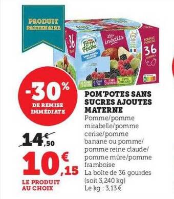 Pom'potes sans sucres ajoutés materne