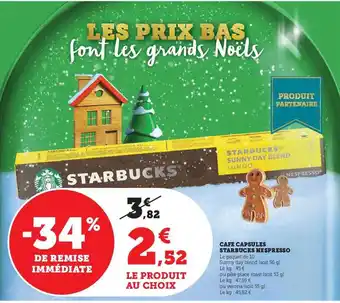 U Express Café capsules starbucks nespresso offre