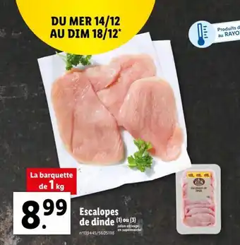Lidl Escalopes de dinde offre
